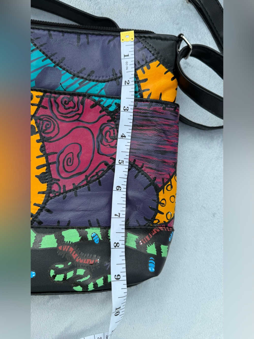 Hand painted the nightmare before Christmas - Halloween Patchwork Crossbody Bag - Picture 9 of 9